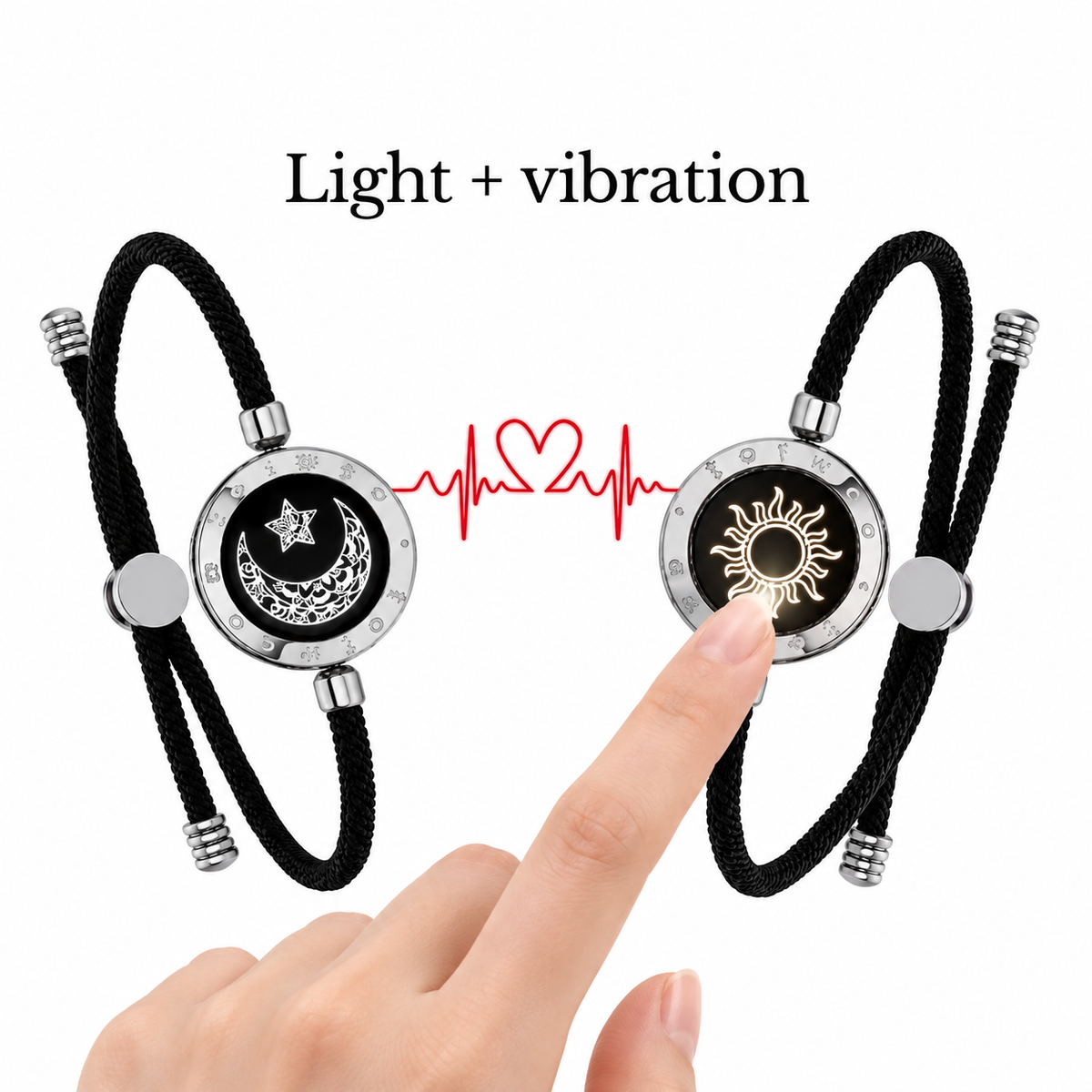 Long-distance bracelets, moon and sun